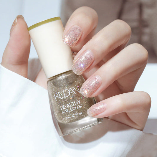 KUDAN HEALTHY NAIL COLOR น้ำยาทาเล็บสีสันสดใสสำหรับหน้าร้อน ฟอกสีเล็บให้ขาว เรียบเนียน ไม่ต้องอบ ไม่ลอก สีทาเล็บใส น้ำมันพื้นฐานสีนู้ด(381)