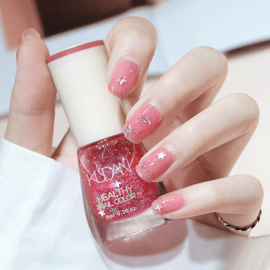 KUDAN HEALTHY NAIL COLOR น้ำยาทาเล็บสีสันสดใสสำหรับหน้าร้อน ฟอกสีเล็บให้ขาว เรียบเนียน ไม่ต้องอบ ไม่ลอก สีทาเล็บใส น้ำมันพื้นฐานสีนู้ด(382)