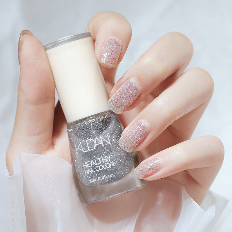 KUDAN HEALTHY NAIL COLOR น้ำยาทาเล็บสีสันสดใสสำหรับหน้าร้อน ฟอกสีเล็บให้ขาว เรียบเนียน ไม่ต้องอบ ไม่ลอก สีทาเล็บใส น้ำมันพื้นฐานสีนู้ด (#384)