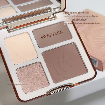 SweetMint พาเลตต์คอนทัวร์สี่สี ไฮไลท์คอนทัวร์ ออลอินวัน พาเลตต์อายแชโดว์เนื้อแมตต์สว่างสำหรับผู้เริ่มต้น (341-342)